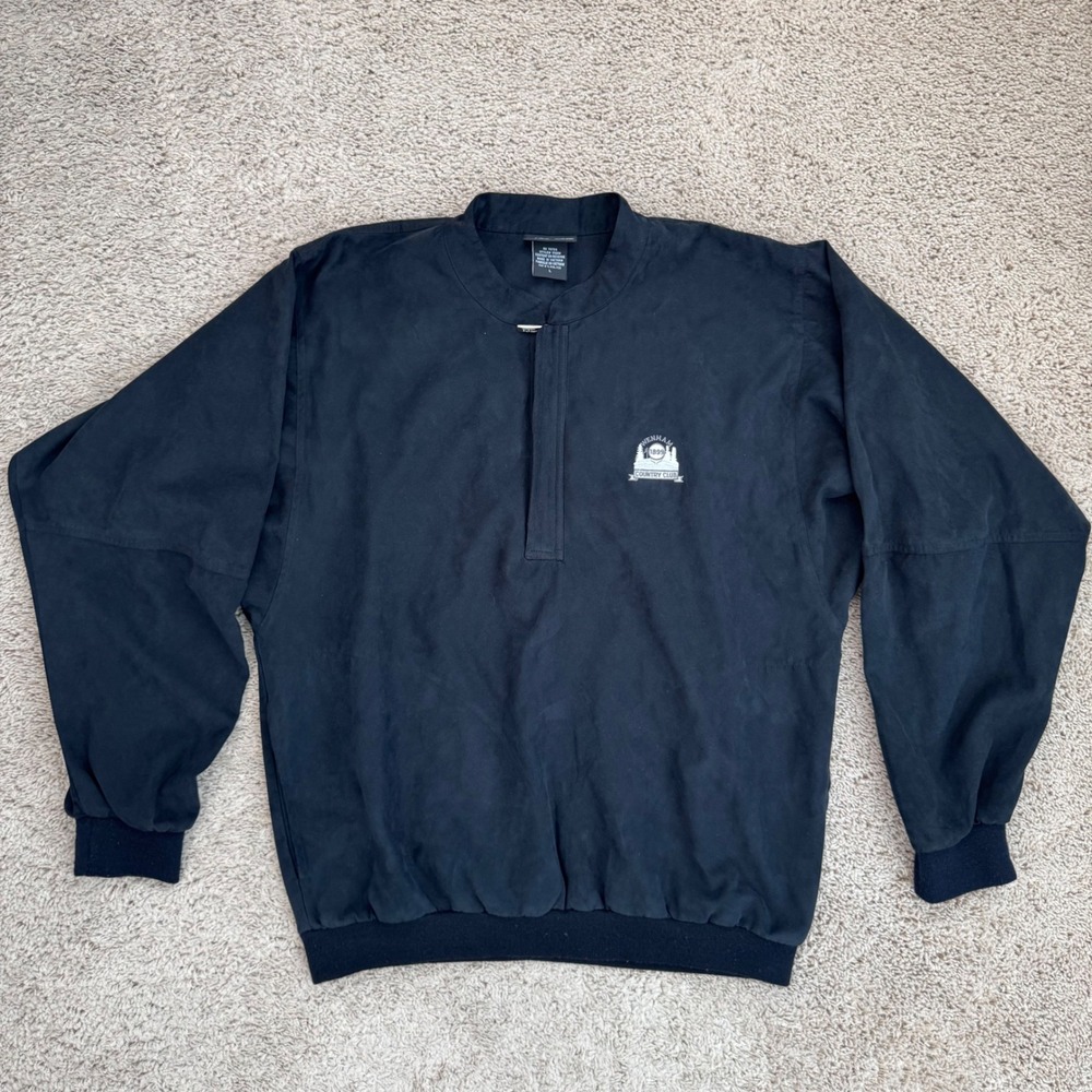 Roche Sports Pullover Windbreaker‎ Men's L Black Wenhan Country Club Logo Jacket